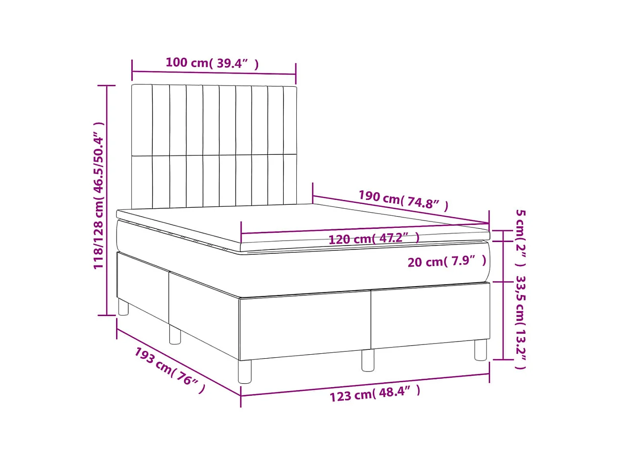 Boxspring met matras fluweel lichtgrijs 120x190 cm