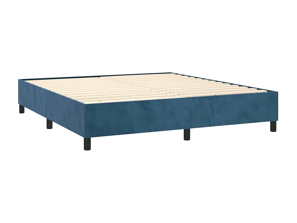 Sommier à lattes de lit et matelas Bleu foncé 160x200cm Velours