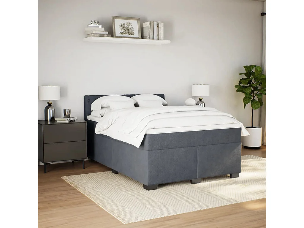 Cama com molas/colchão 160x200 cm veludo cinzento-escuro