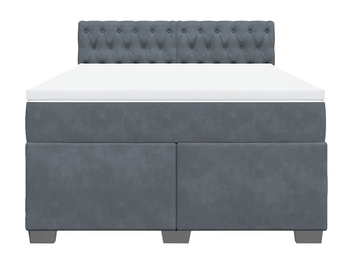 Sommier à lattes de lit et matelas Gris foncé 160x200cm Velours