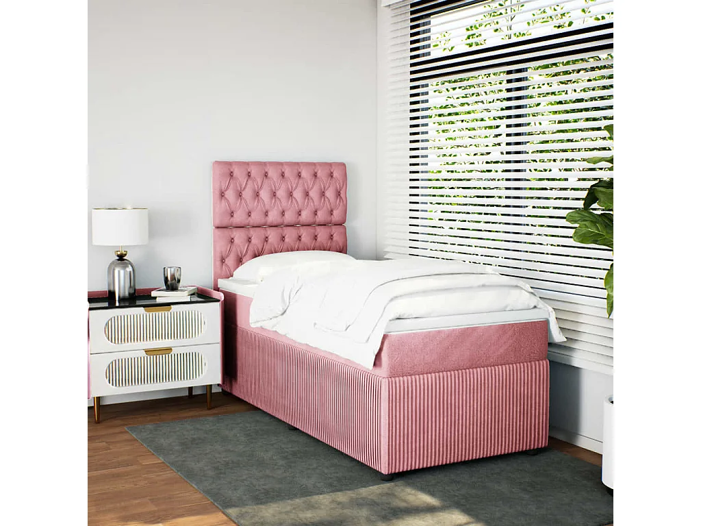 Giroletto a Molle con Materasso Rosa 80x200 cm in Velluto