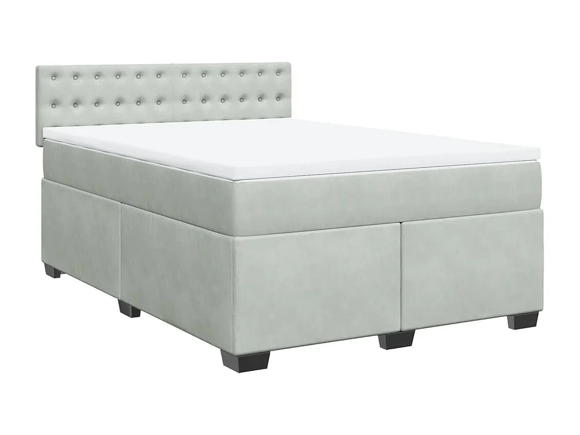 Boxspringbett mit Matratze Hellgrau 140x200 cm Samt