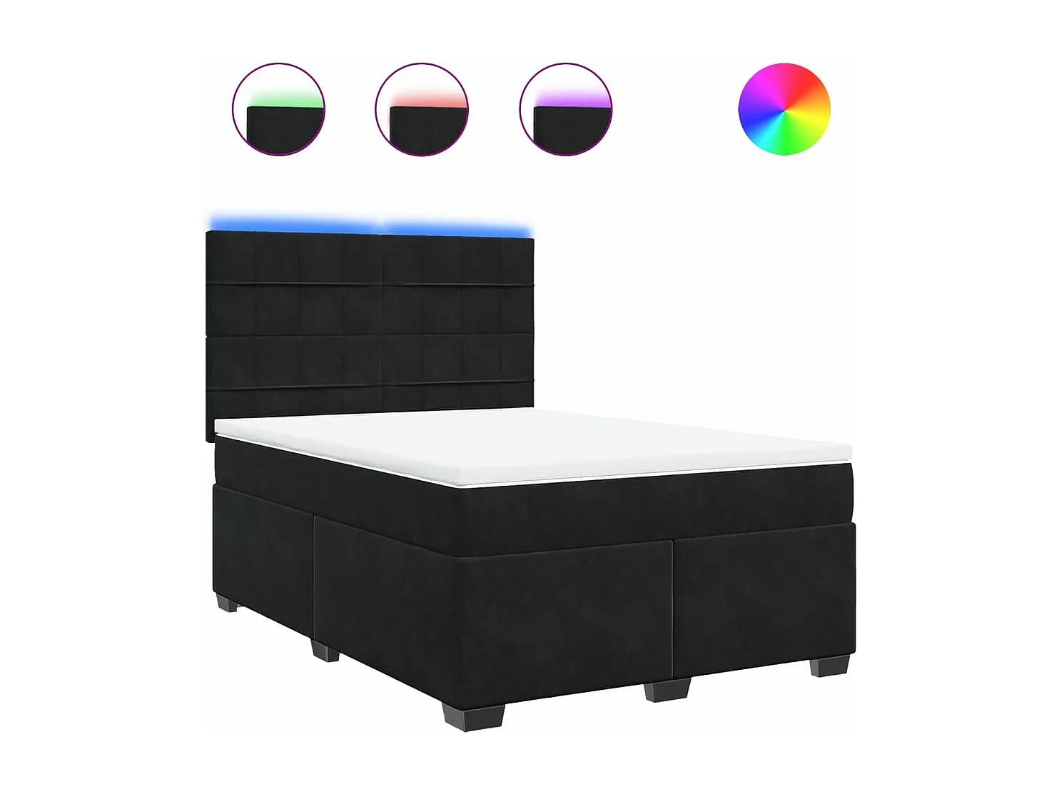 Boxspringbett mit Matratze Schwarz 160x200 cm Samt