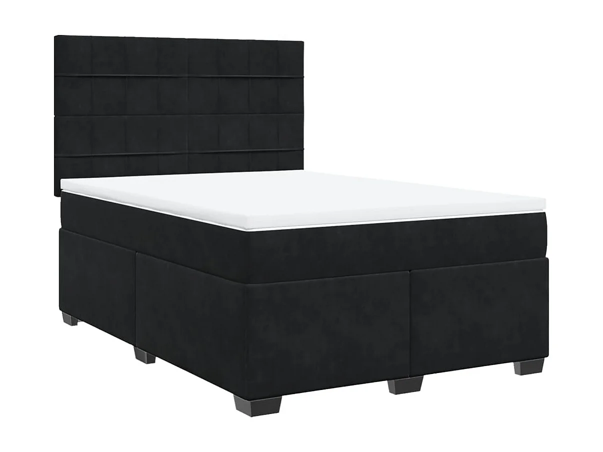 Boxspringbett mit Matratze Schwarz 160x200 cm Samt