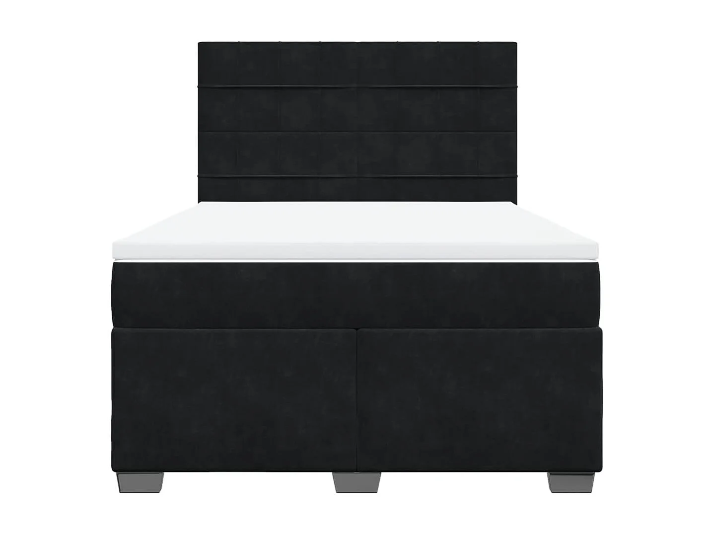 Cama box spring con colchón terciopelo negro 160x200 cm