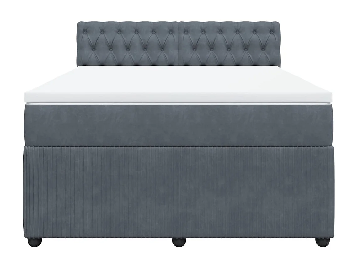 Boxspring met matras fluweel donkergrijs 160x200 cm