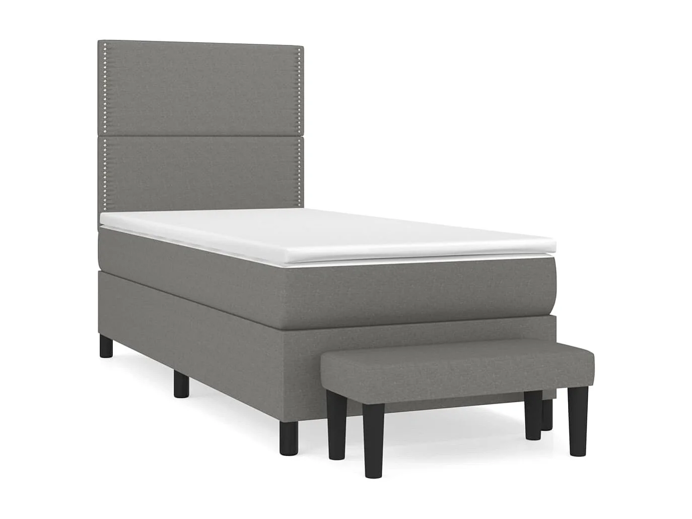 Sommier à lattes de lit et matelas Gris foncé 90x190 cm Tissu