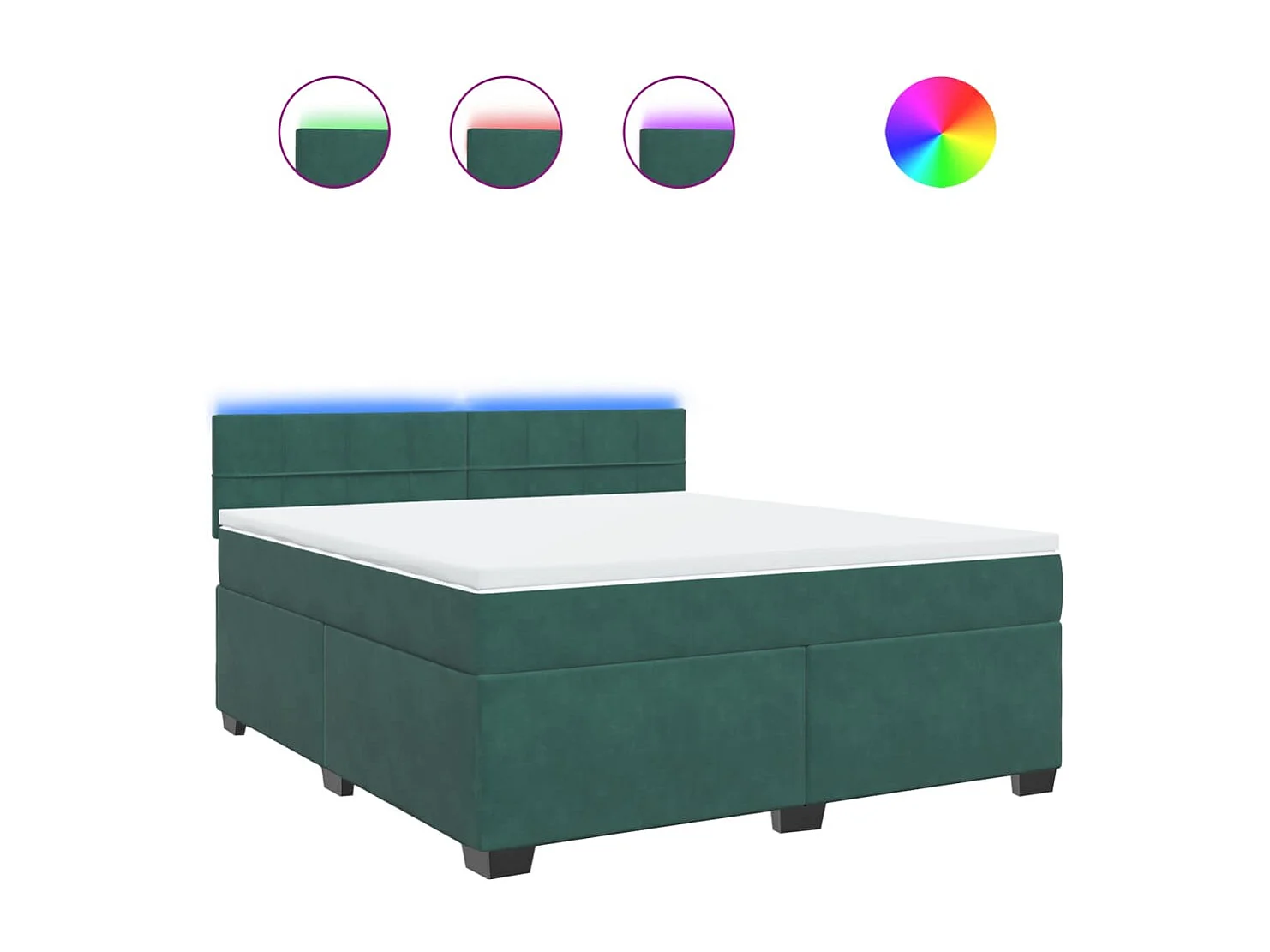 Cama box spring con colchón terciopelo verde oscuro 180x200 cm