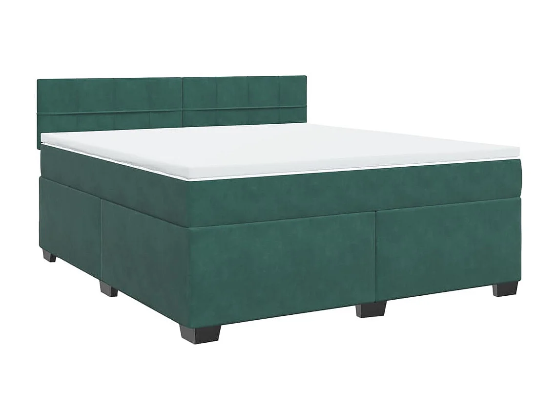 Cama box spring con colchón terciopelo verde oscuro 180x200 cm