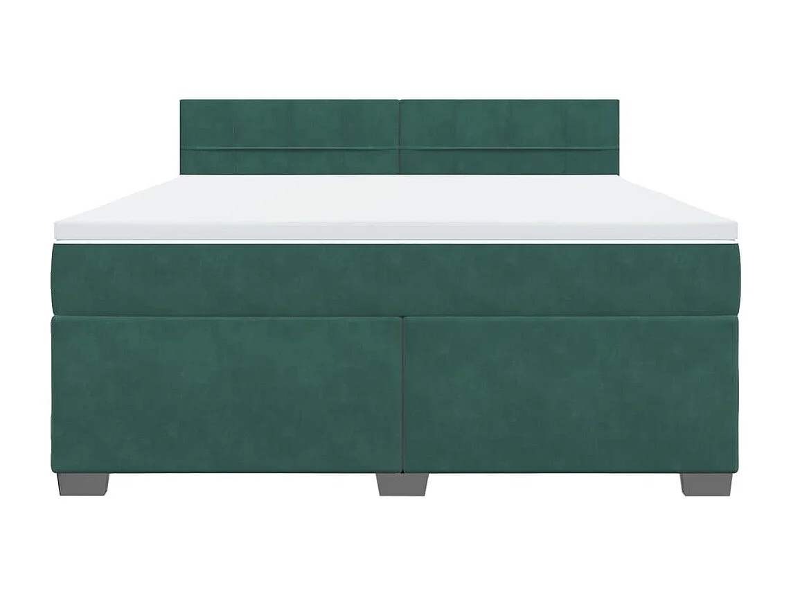 Cama box spring con colchón terciopelo verde oscuro 180x200 cm
