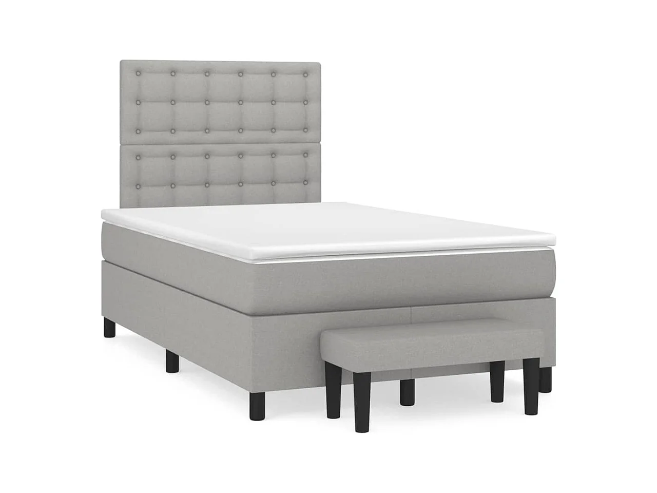 Giroletto a Molle con Materasso Grigio Chiaro 120x190cm Tessuto