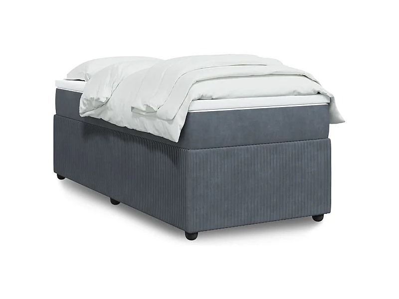 Sommier à lattes de lit et matelas Gris foncé 90x190 cm Velours