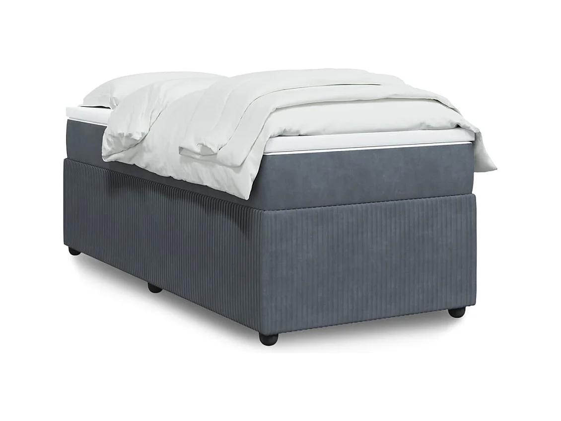 Boxspring met matras fluweel donkergrijs 90x190 cm