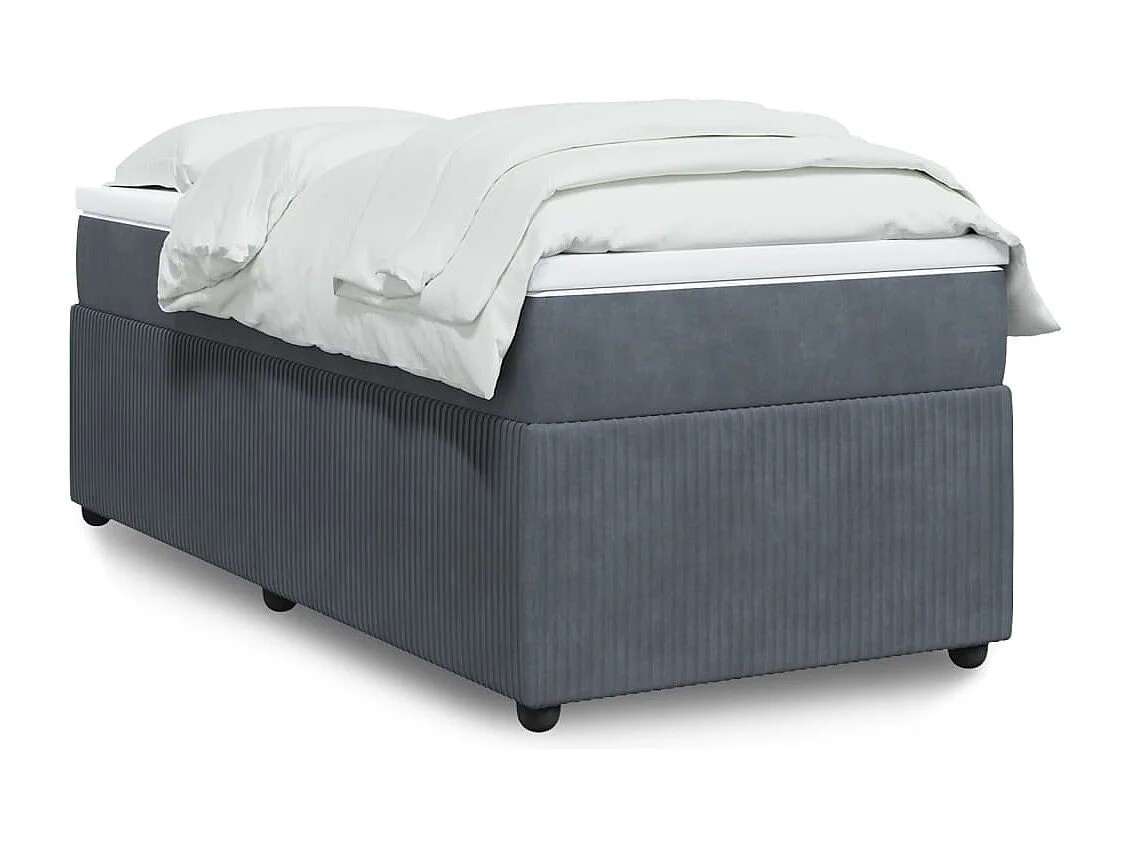Giroletto a Molle con Materasso Grigio Scuro 90x190 cm Velluto