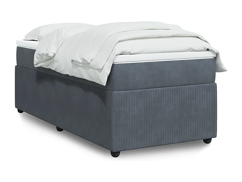 Giroletto a Molle con Materasso Grigio Scuro 90x190 cm Velluto