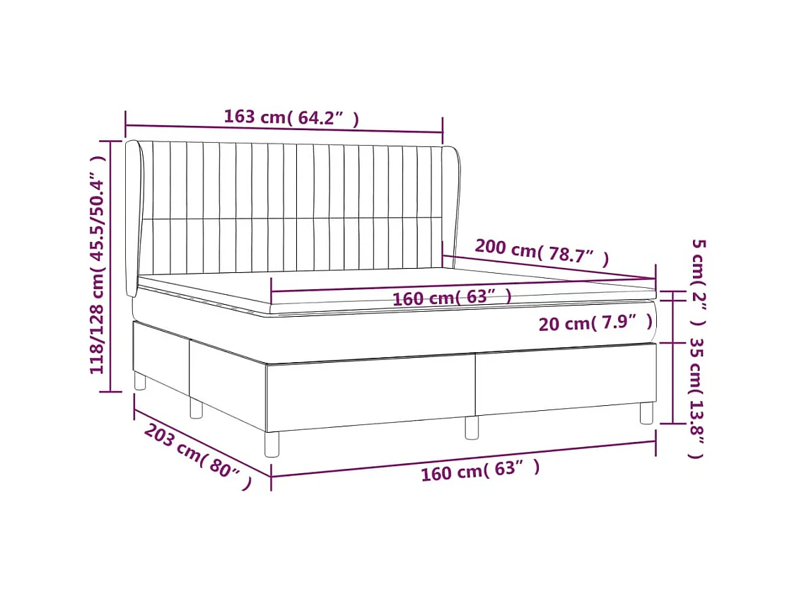 Sommier à lattes de lit et matelas Vert foncé 160x200cm Velours