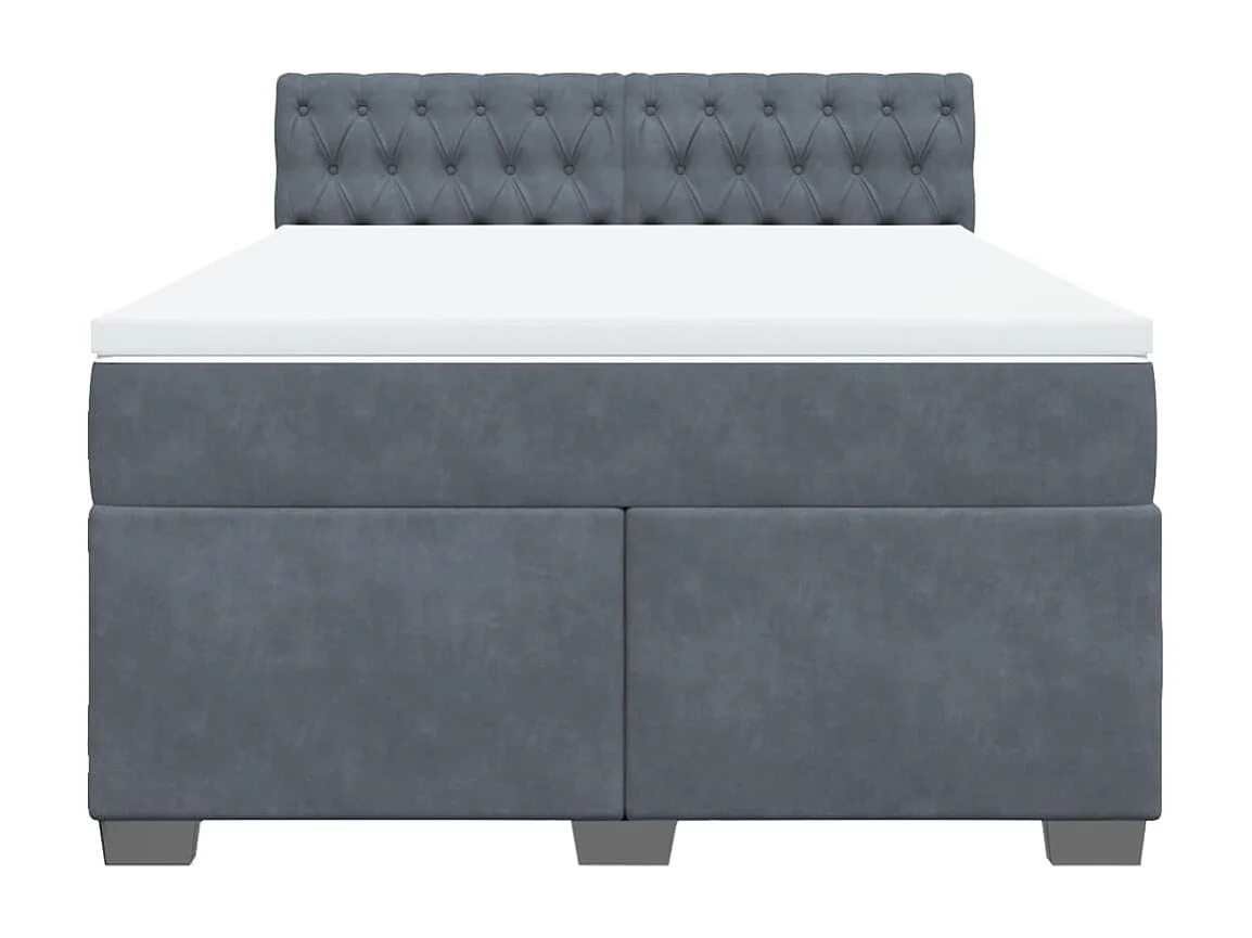 Cama com molas/colchão 140x200 cm veludo cinzento-escuro