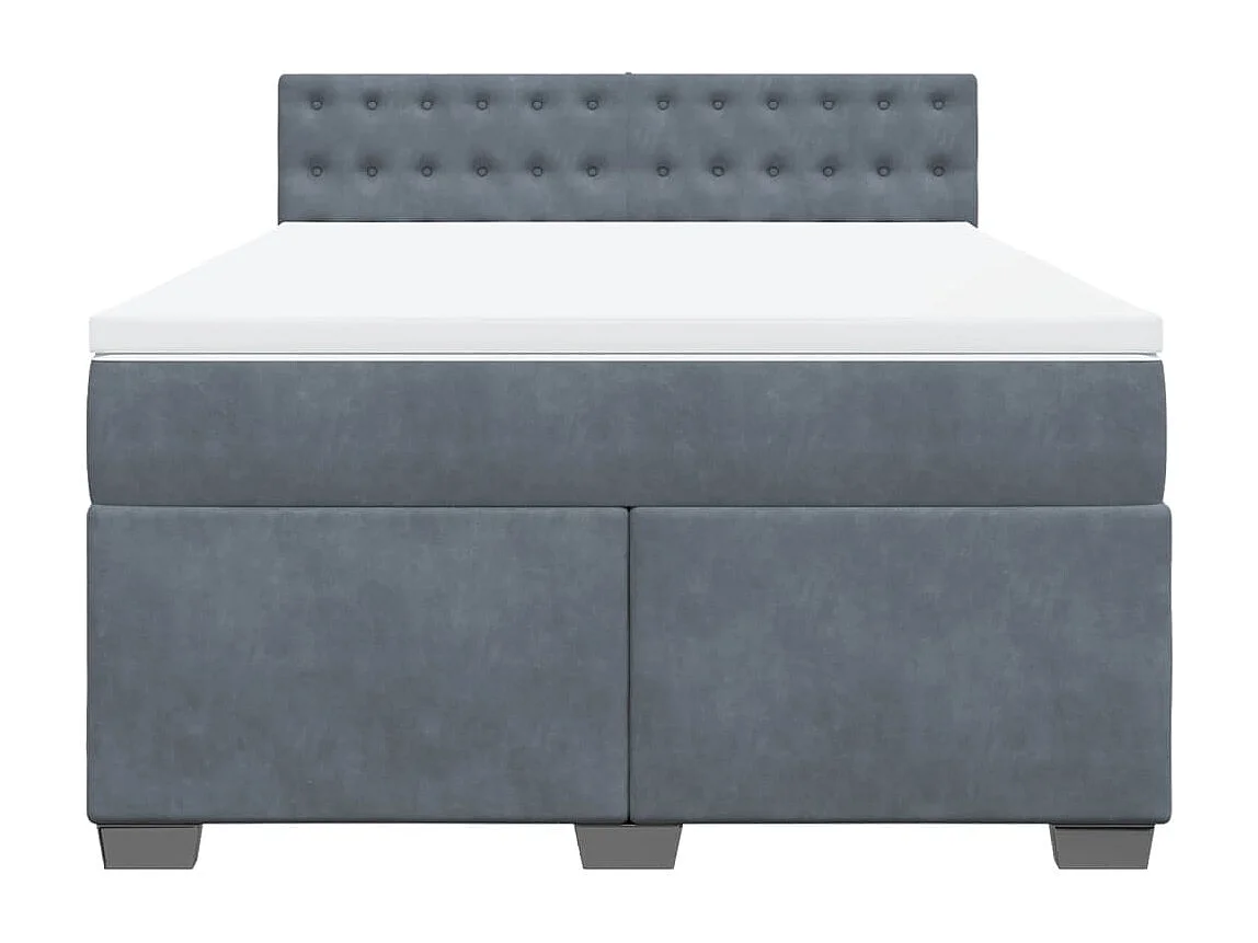 Cama box spring con colchón terciopelo gris oscuro 140x190 cm