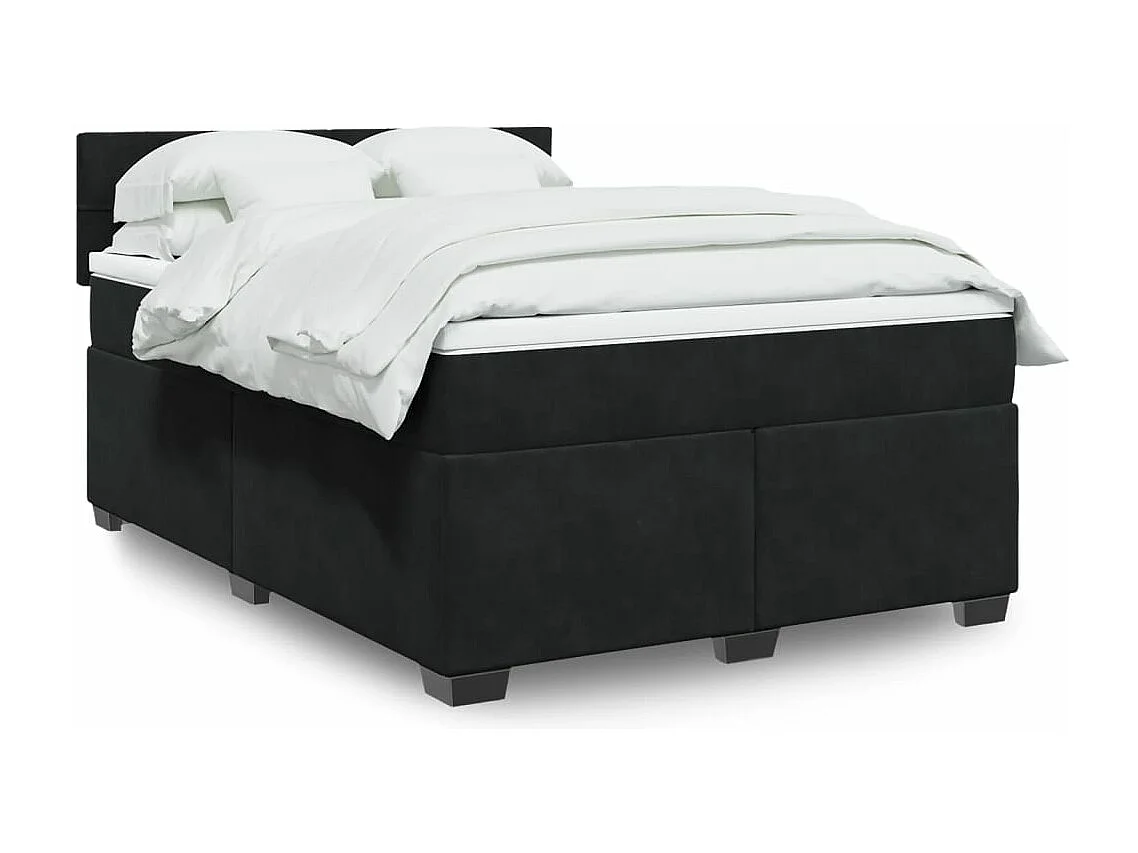 Giroletto a Molle con Materasso Nero 160x200 cm in Velluto