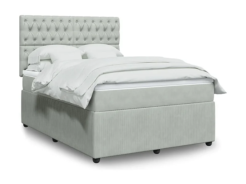 Sommier à lattes de lit et matelas Gris clair 140x200cm Velours