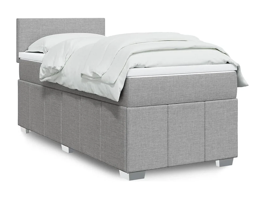 Sommier à lattes de lit et matelas Gris clair 90x190 cm Tissu
