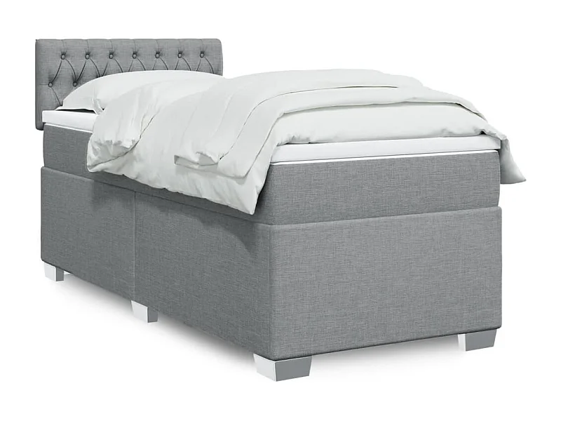 Boxspringbett mit Matratze Hellgrau 90x190 cm Stoff