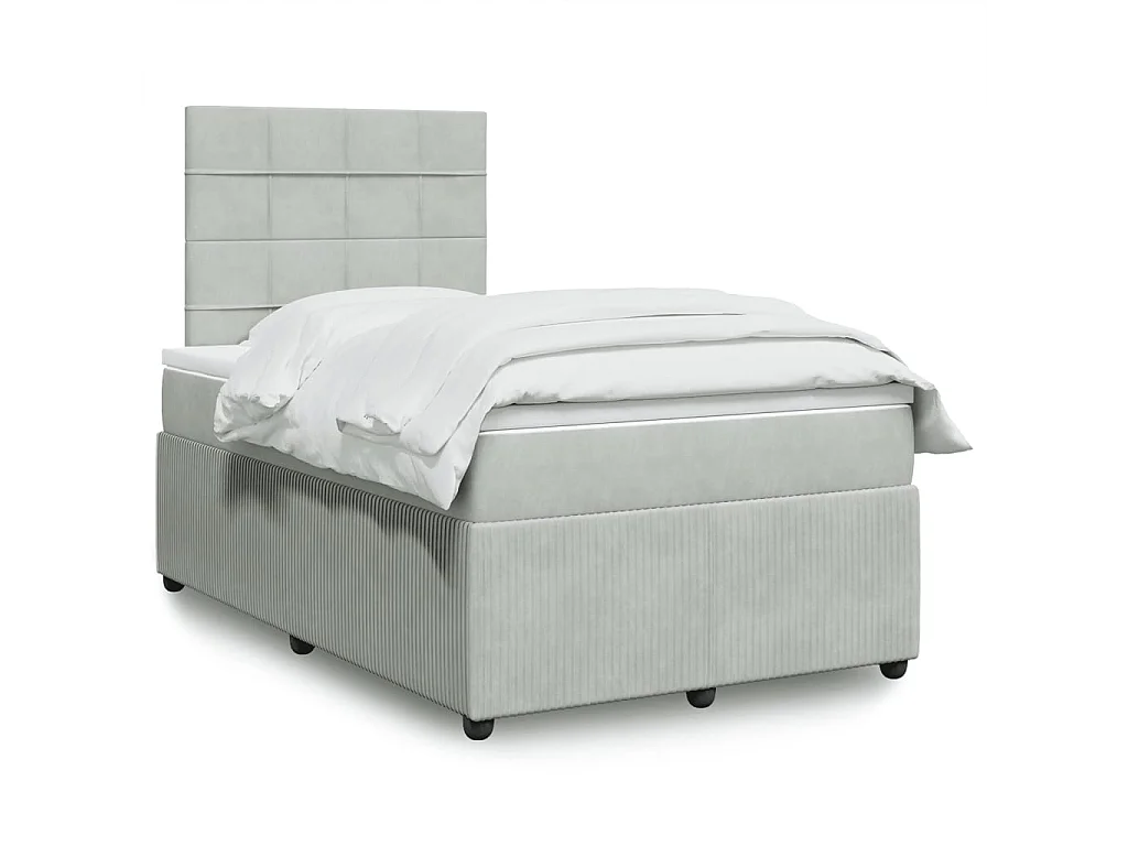 Cama boxspring com colchão 120x190 cm veludo cinzento-claro