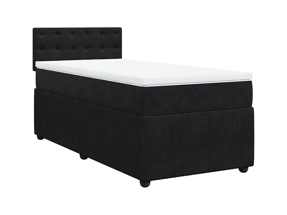 Cama com molas/colchão 80x200 cm veludo preto