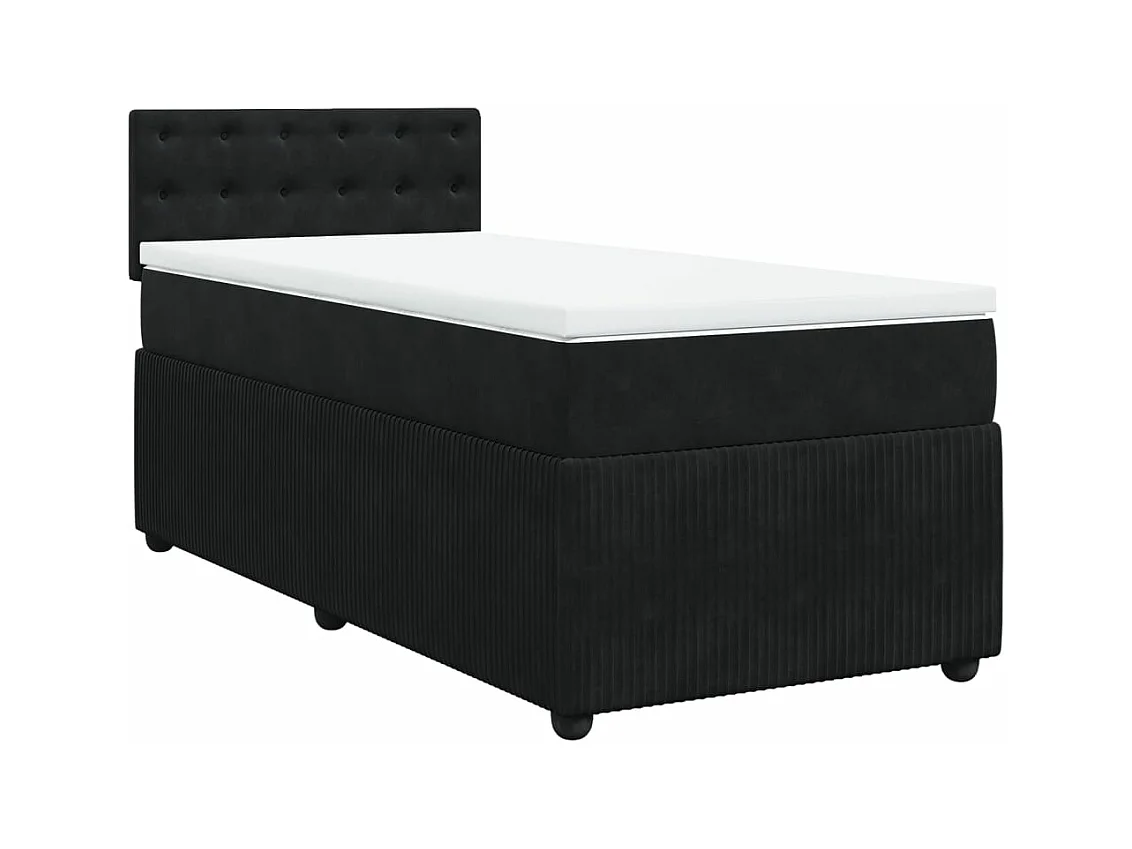 Cama com molas/colchão 80x200 cm veludo preto