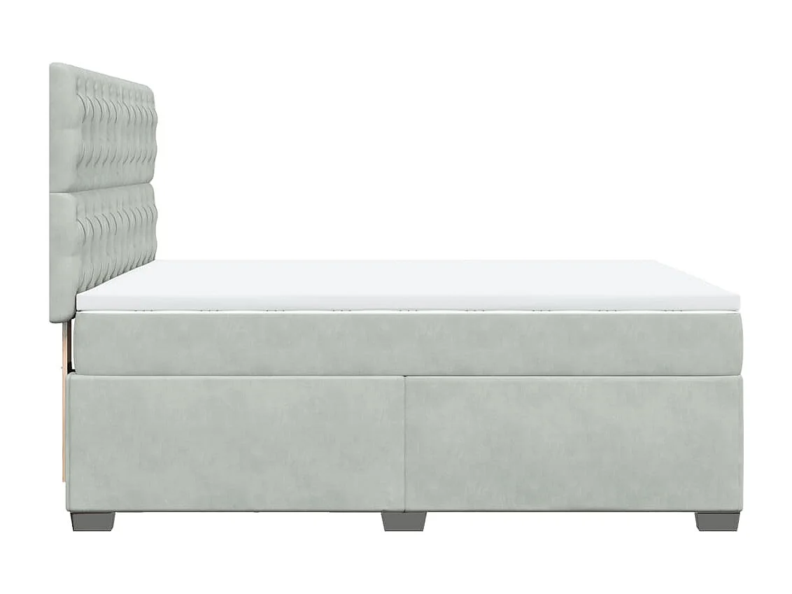 Giroletto a Molle con Materasso Grigio Chiaro 140x200cm Velluto