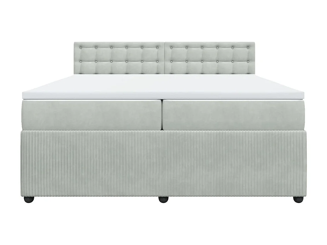 Sommier à lattes de lit et matelas Gris clair 200x200cm Velours