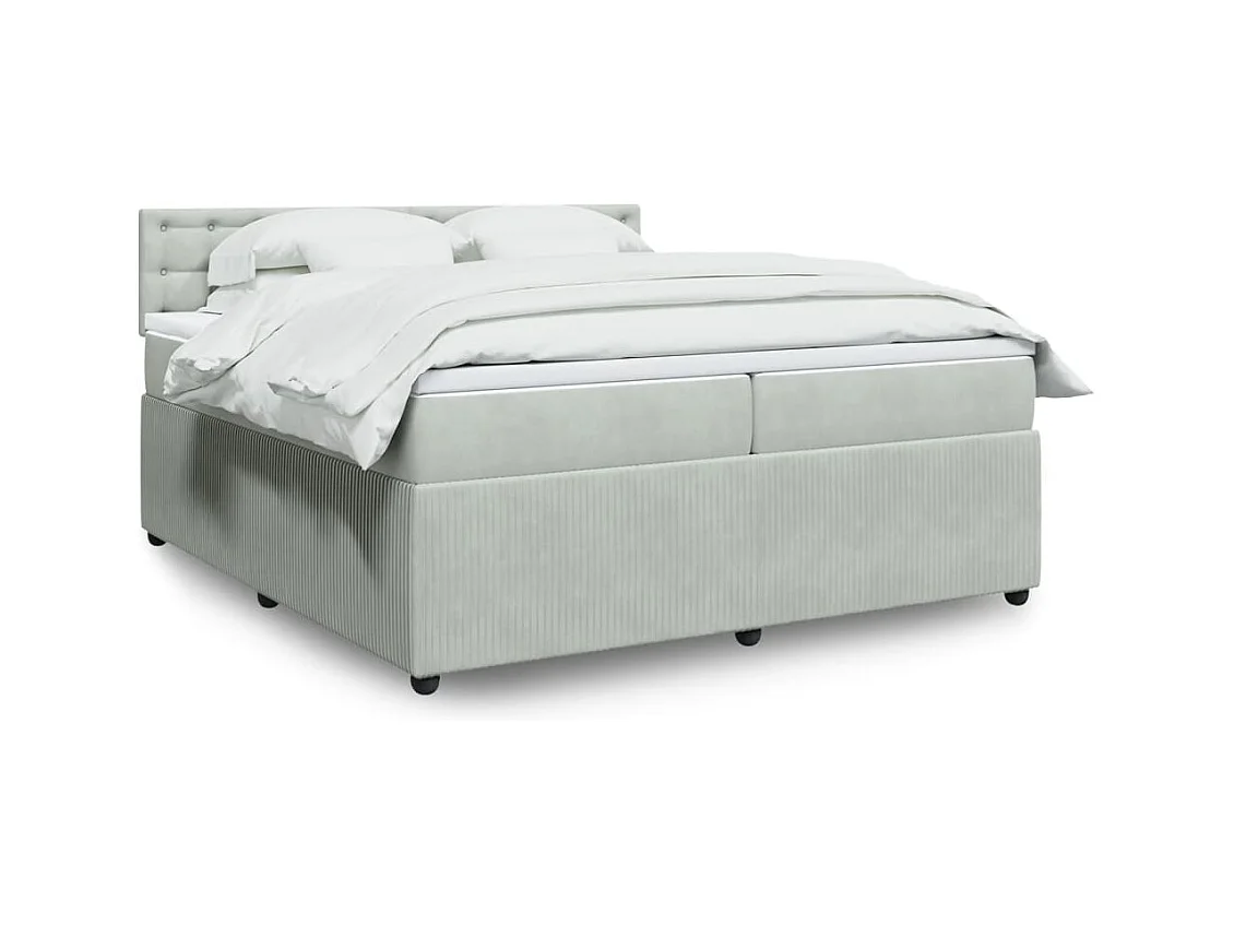 Giroletto a Molle con Materasso Grigio Chiaro 200x200cm Velluto