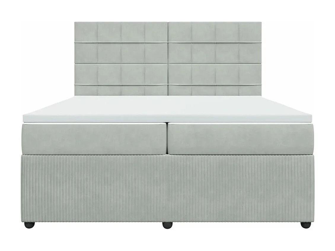 Sommier à lattes de lit et matelas Gris clair 200x200cm Velours