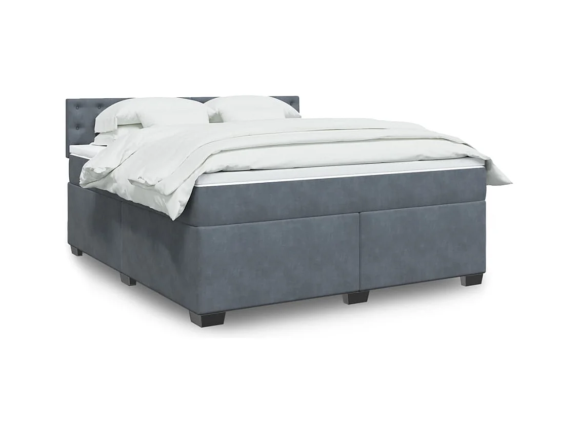 Boxspring met matras fluweel donkergrijs 180x200 cm