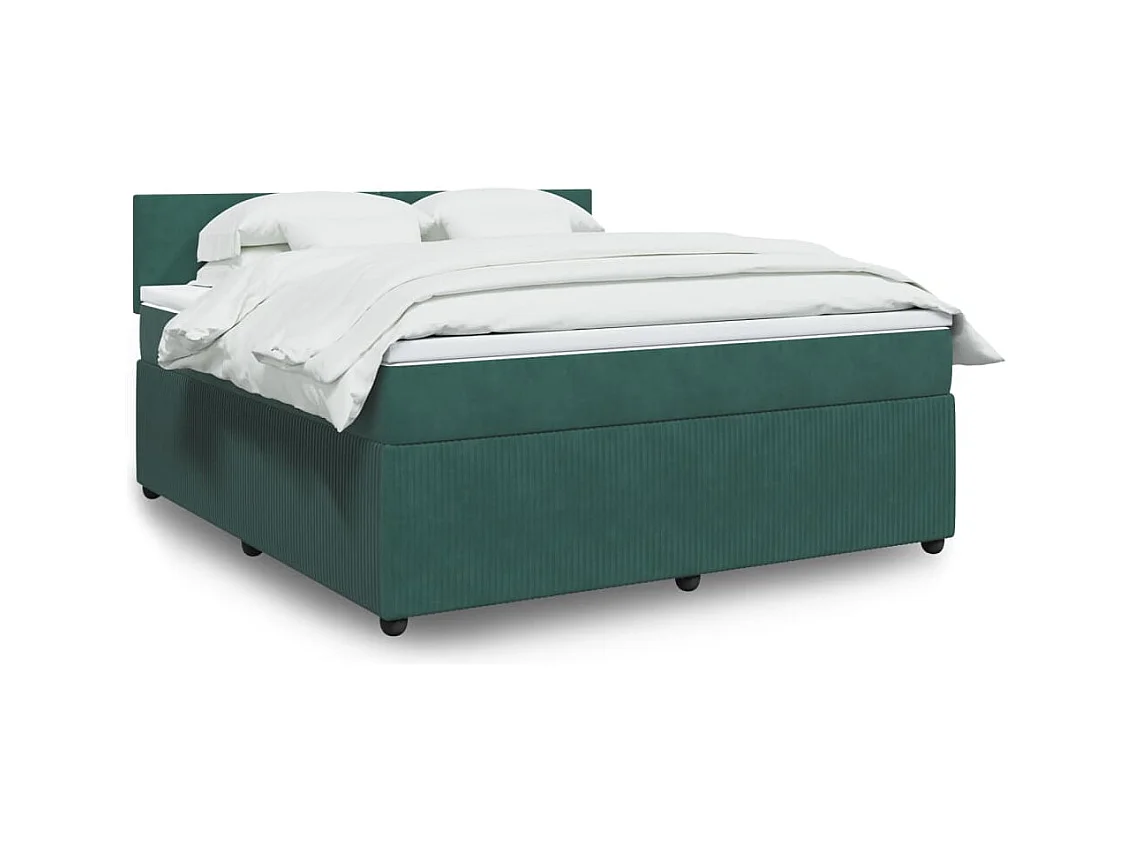 Sommier à lattes de lit et matelas Vert foncé 180x200cm Velours