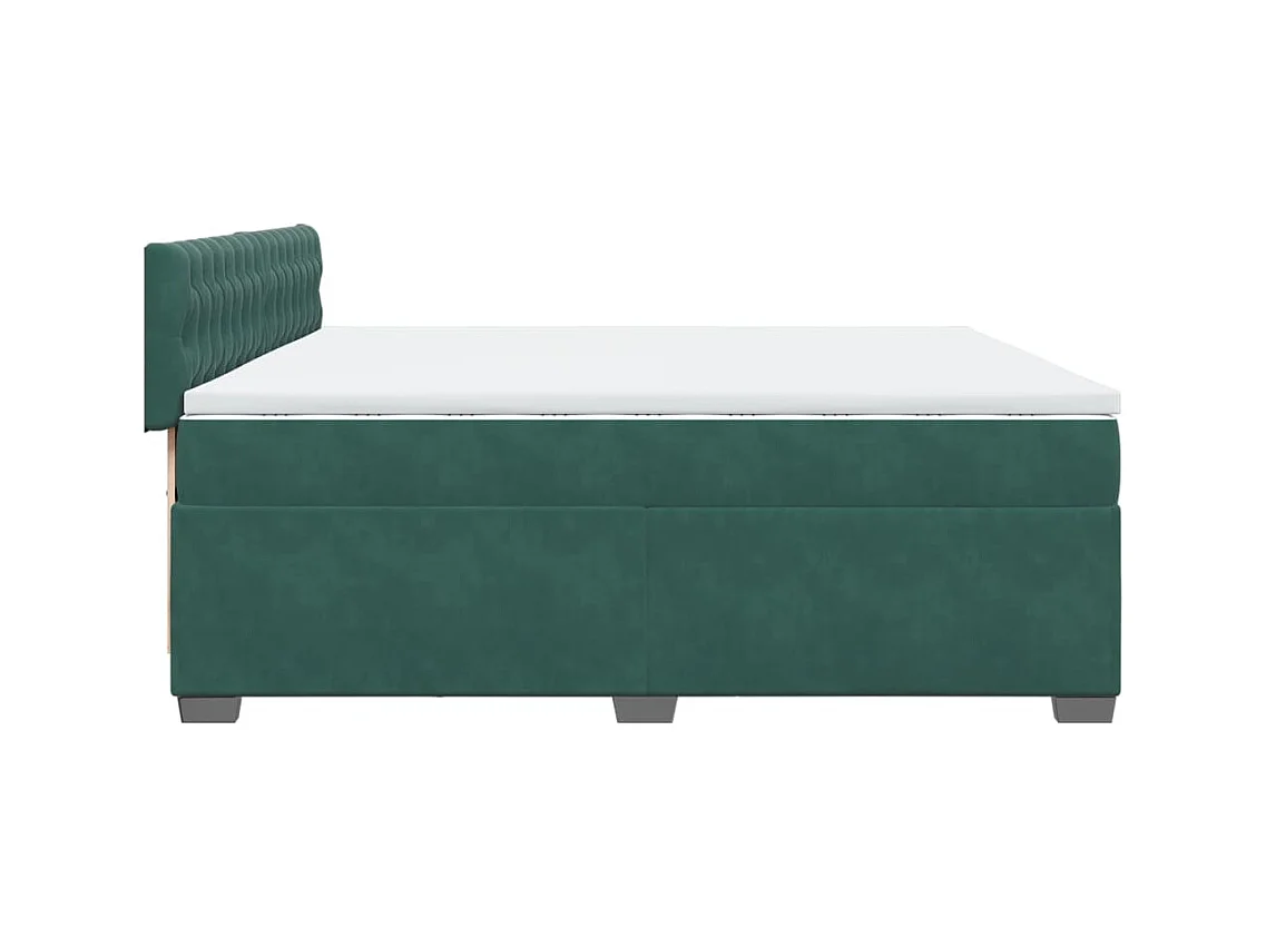Giroletto a Molle con Materasso Verde Scuro 200x200 cm Velluto