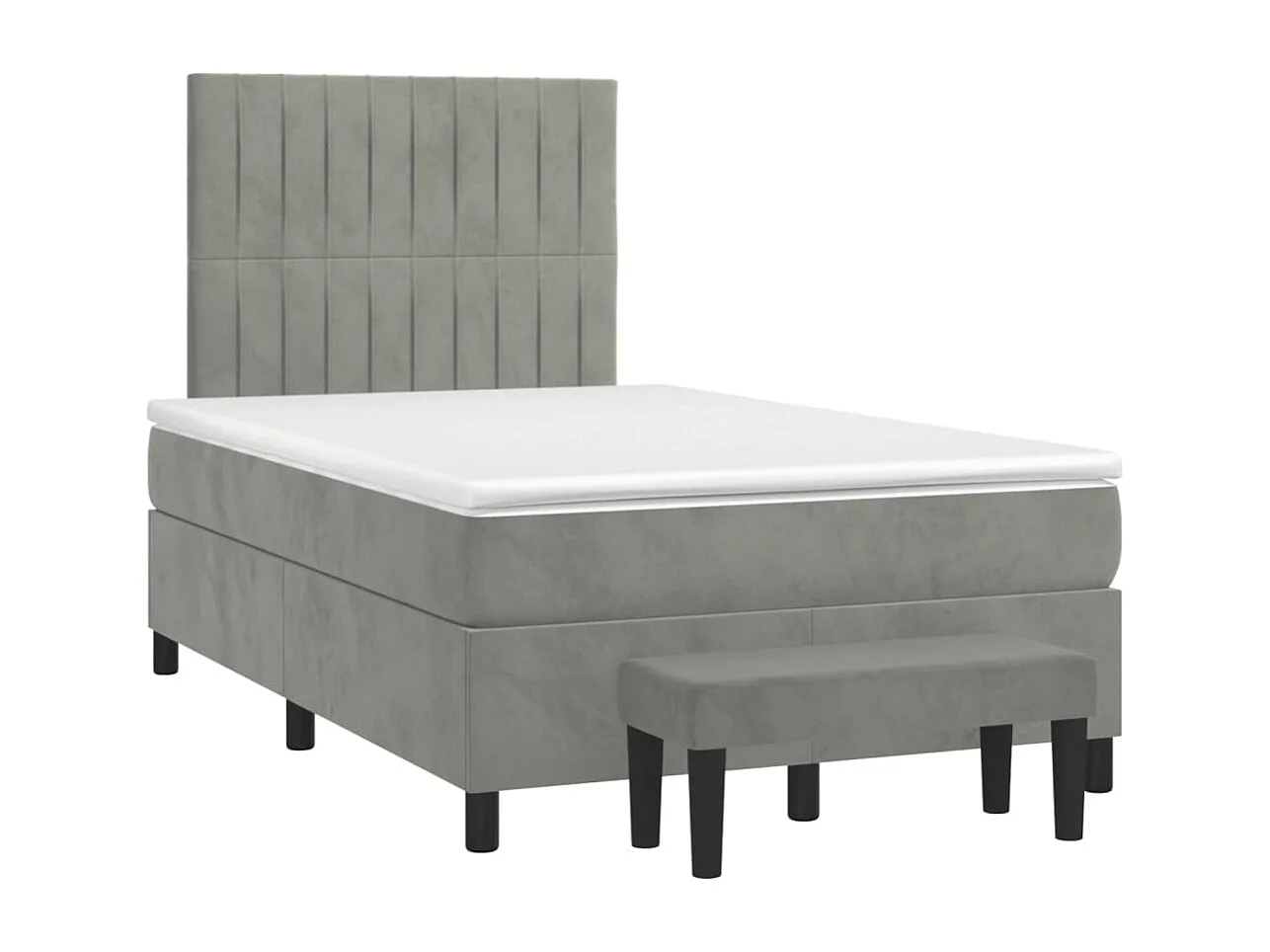 Sommier à lattes de lit et matelas gris clair 120x190cm velours