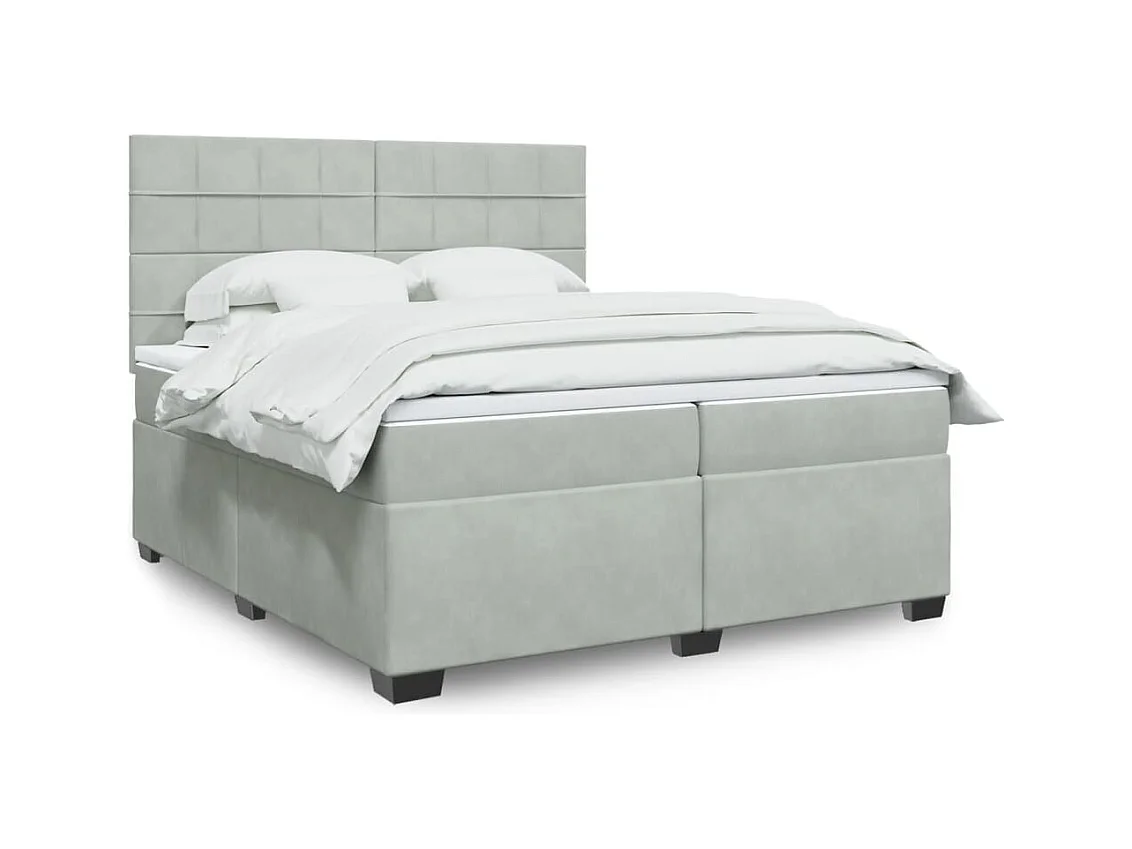 Giroletto a Molle con Materasso Grigio Chiaro 200x200cm Velluto