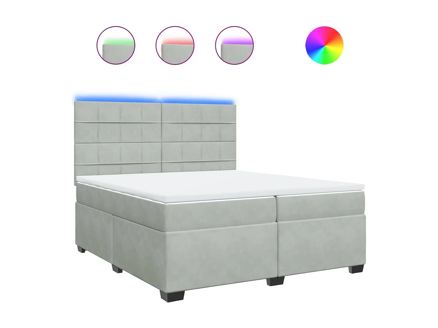 Giroletto a Molle con Materasso Grigio Chiaro 200x200cm Velluto