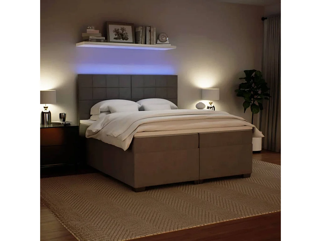 Giroletto a Molle con Materasso Grigio Chiaro 200x200cm Velluto