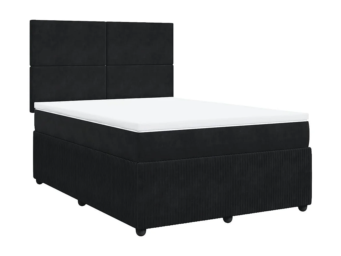 Cama com molas/colchão 160x200 cm veludo preto
