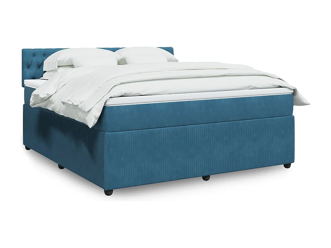 Boxspringbett mit Matratze Blau 180x200 cm Samt