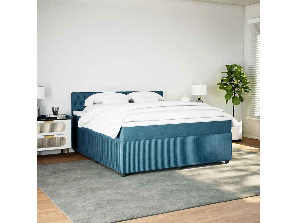 Boxspringbett mit Matratze Blau 180x200 cm Samt