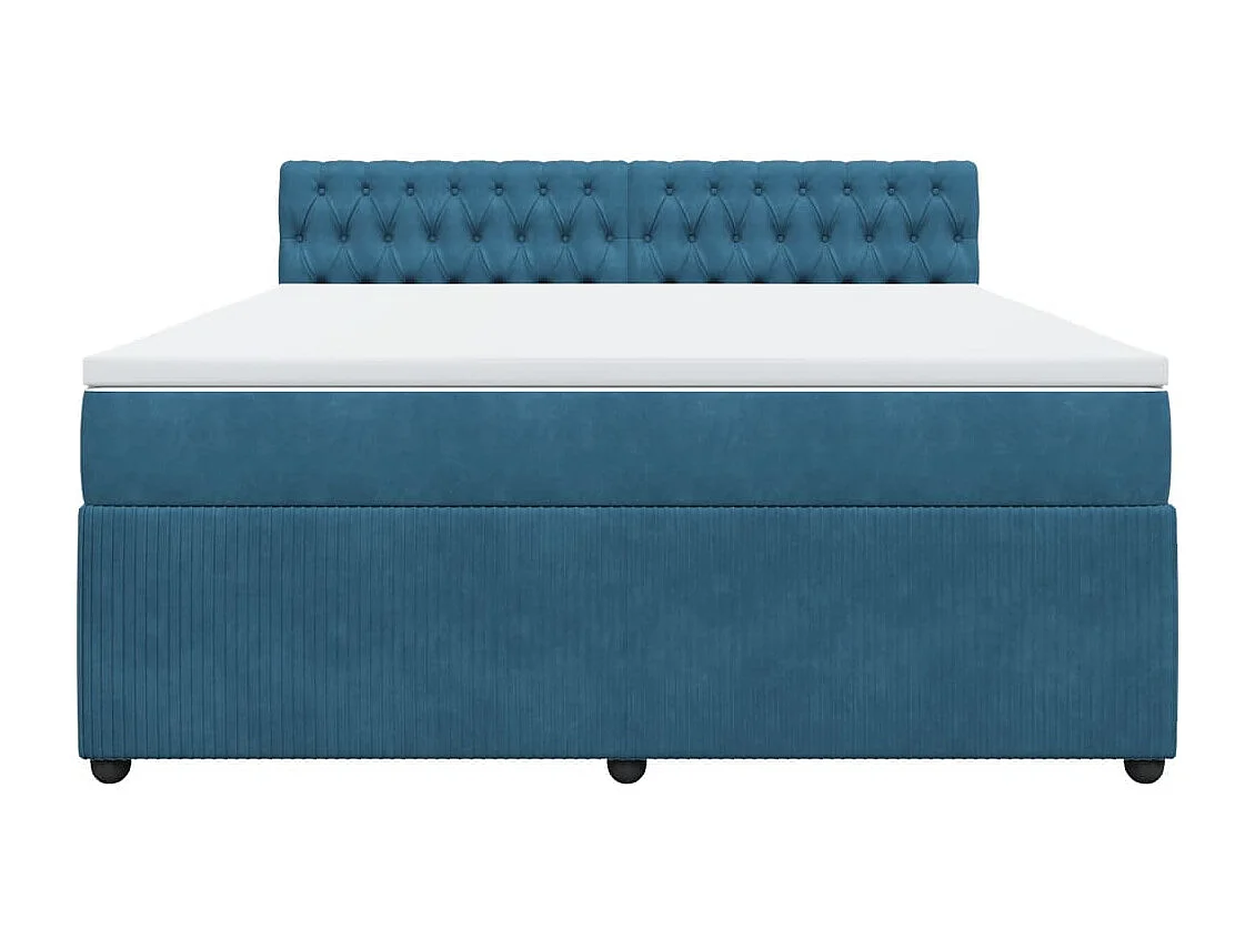 Boxspringbett mit Matratze Blau 180x200 cm Samt