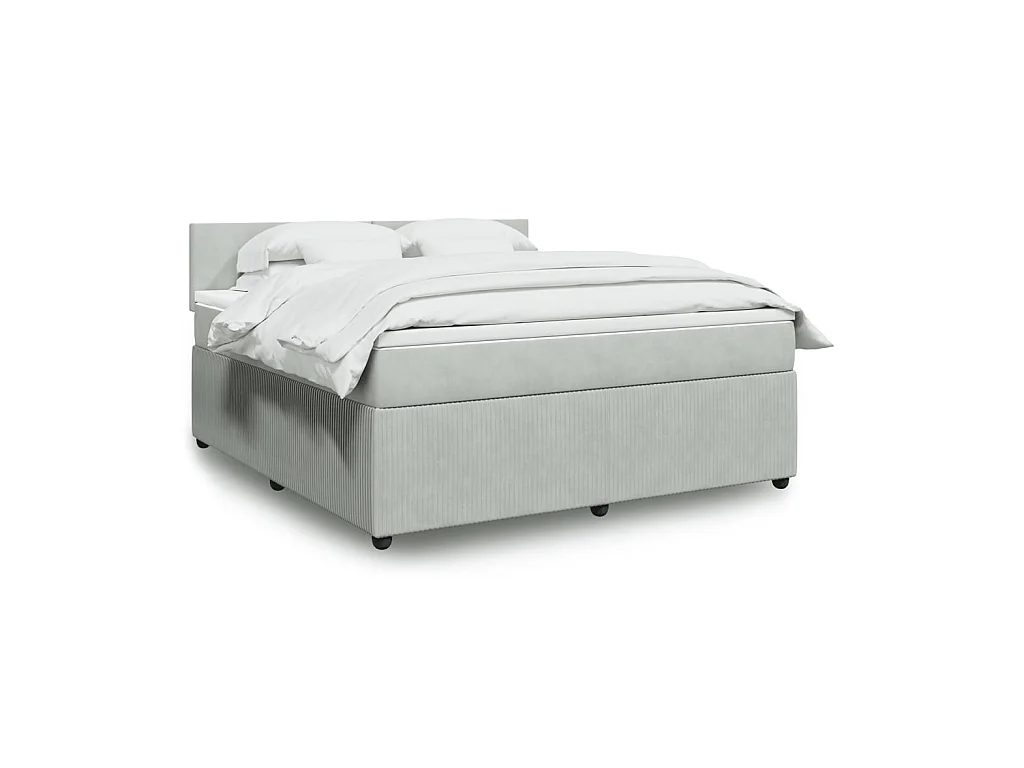 Sommier à lattes de lit et matelas Gris clair 180x200cm Velours