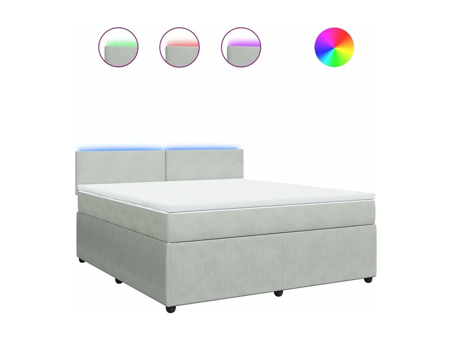 Sommier à lattes de lit et matelas Gris clair 180x200cm Velours