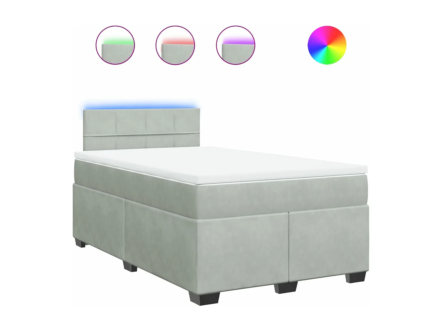 Sommier à lattes de lit et matelas Gris clair 120x200cm Velours