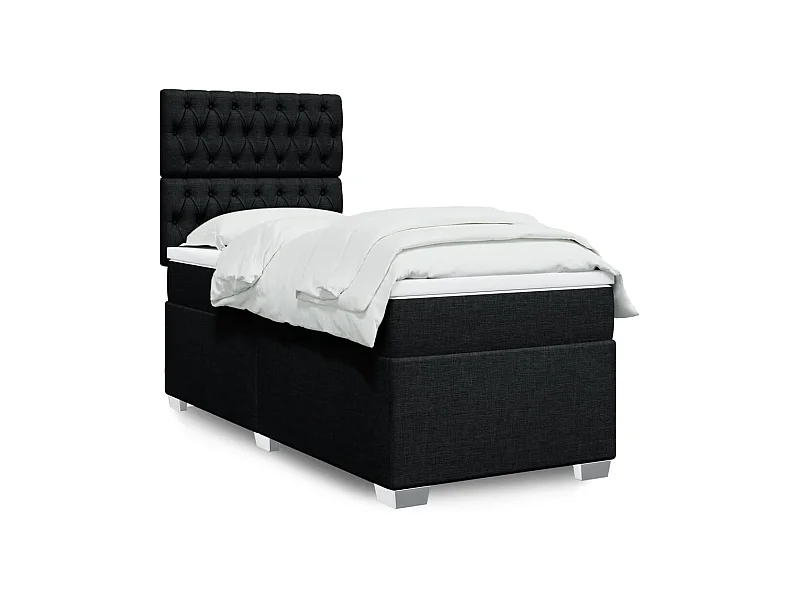 Sommier à lattes de lit et matelas Noir 80x200 cm Tissu