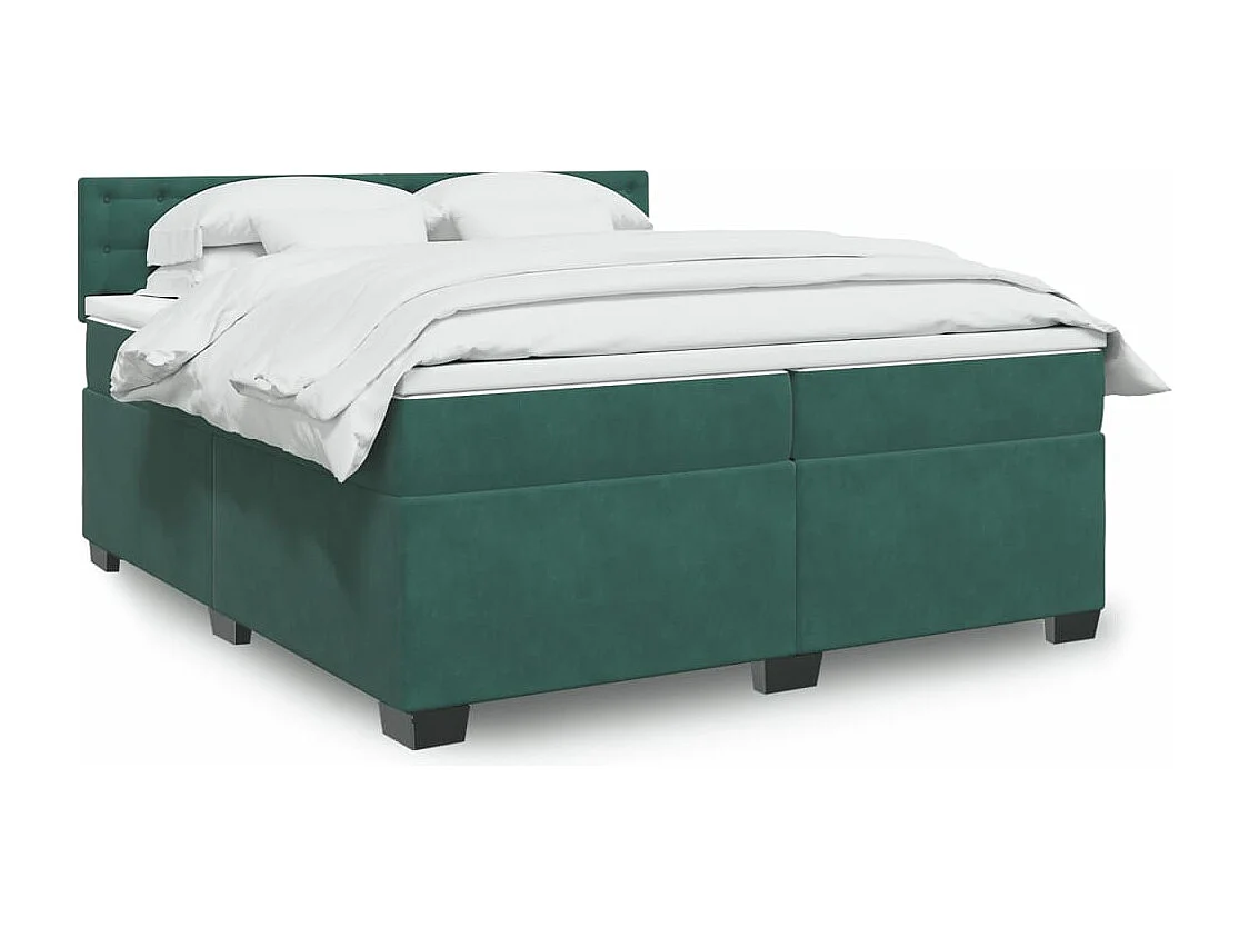 Giroletto a Molle con Materasso Verde Scuro 200x200 cm Velluto