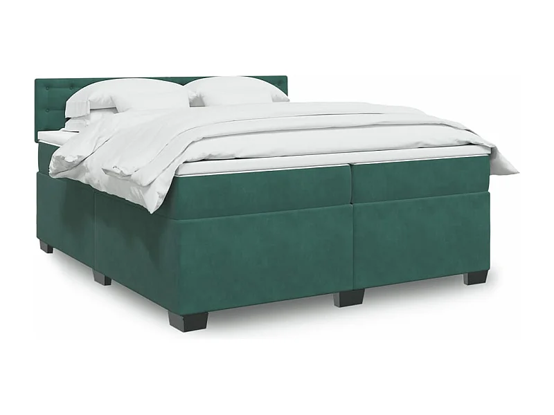 Giroletto a Molle con Materasso Verde Scuro 200x200 cm Velluto